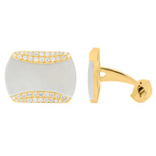 14K GOLD DIAMOND WHITE MOTHER OF PEARL JIMMY CUFFLINKS