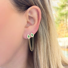 14K GOLD DIAMOND EMERALD GIGI EARRING