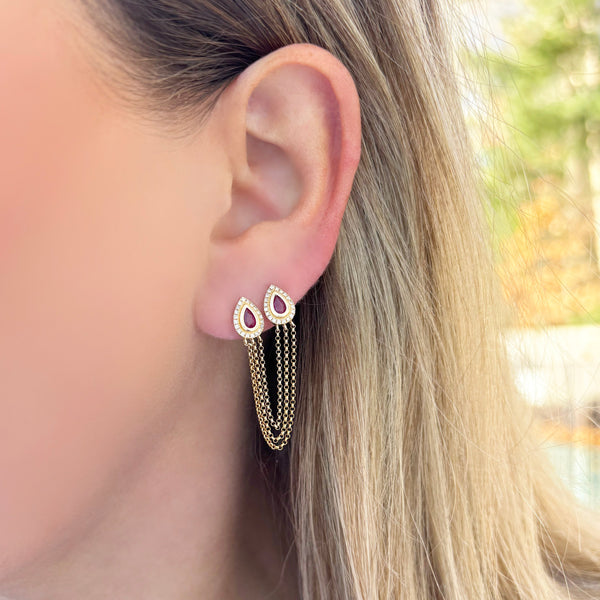 14K GOLD DIAMOND RUBY GIGI EARRING