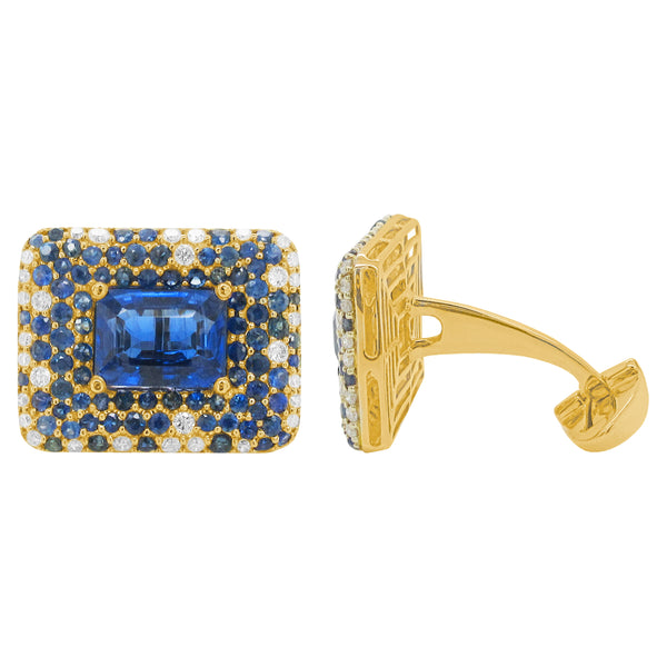 14K GOLD DIAMOND SAPPHIRE JOE CUFFLINKS