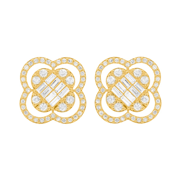 14K GOLD DIAMOND VIENNA CLOVER STUDS