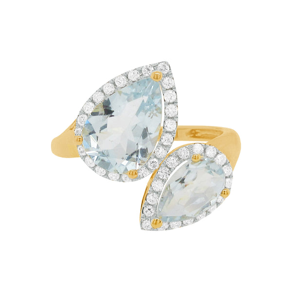 18K GOLD DIAMOND AQUAMARINE ELLA RING