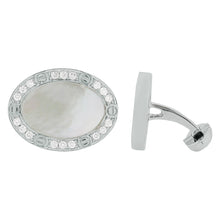 14K GOLD DIAMOND MOTHER OF PEARL JACK CUFFLINKS