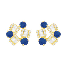 14K GOLD DIAMOND SAPPHIRE WINNIE STUDS