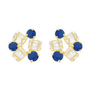 14K GOLD DIAMOND SAPPHIRE WINNIE STUDS