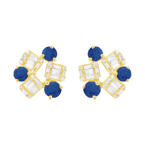 14K GOLD DIAMOND SAPPHIRE WINNIE STUDS