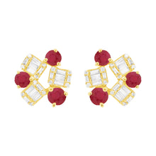 14K GOLD DIAMOND RUBY WINNIE STUDS