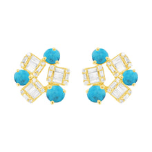 14K GOLD DIAMOND TURQUOISE WINNIE STUDS