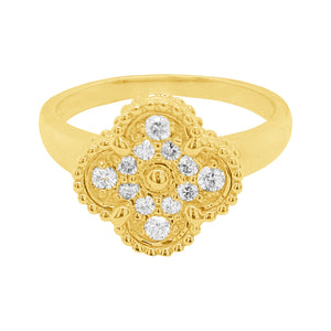 14K GOLD DIAMOND MAGGIE CLOVER RING
