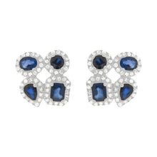 14K GOLD DIAMOND SAPPHIRE SMALL RACQUI STUDS