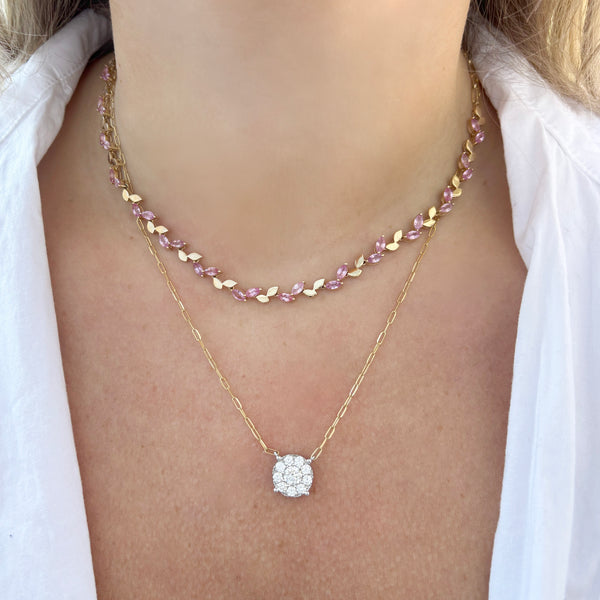 14K GOLD DIAMOND XL BELLA PAPERCLIP NECKLACE