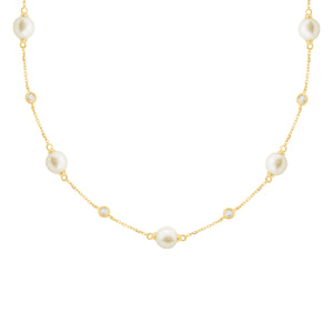 14K GOLD DIAMOND PEARL PERRY NECKLACE