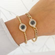 14K GOLD DIAMOND BLACK DIAMOND AND SAPPHIRE ELSIE EYE BANGLE