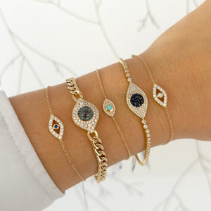 14K GOLD DIAMOND SAPPHIRE OLIVIA EYE BRACELET