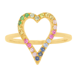 14K GOLD MULTI COLOR SAPPHIRE MELINDA HEART RING