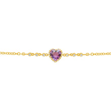 14K GOLD DIAMOND AMETHYST JOSIE HEART BRACELET