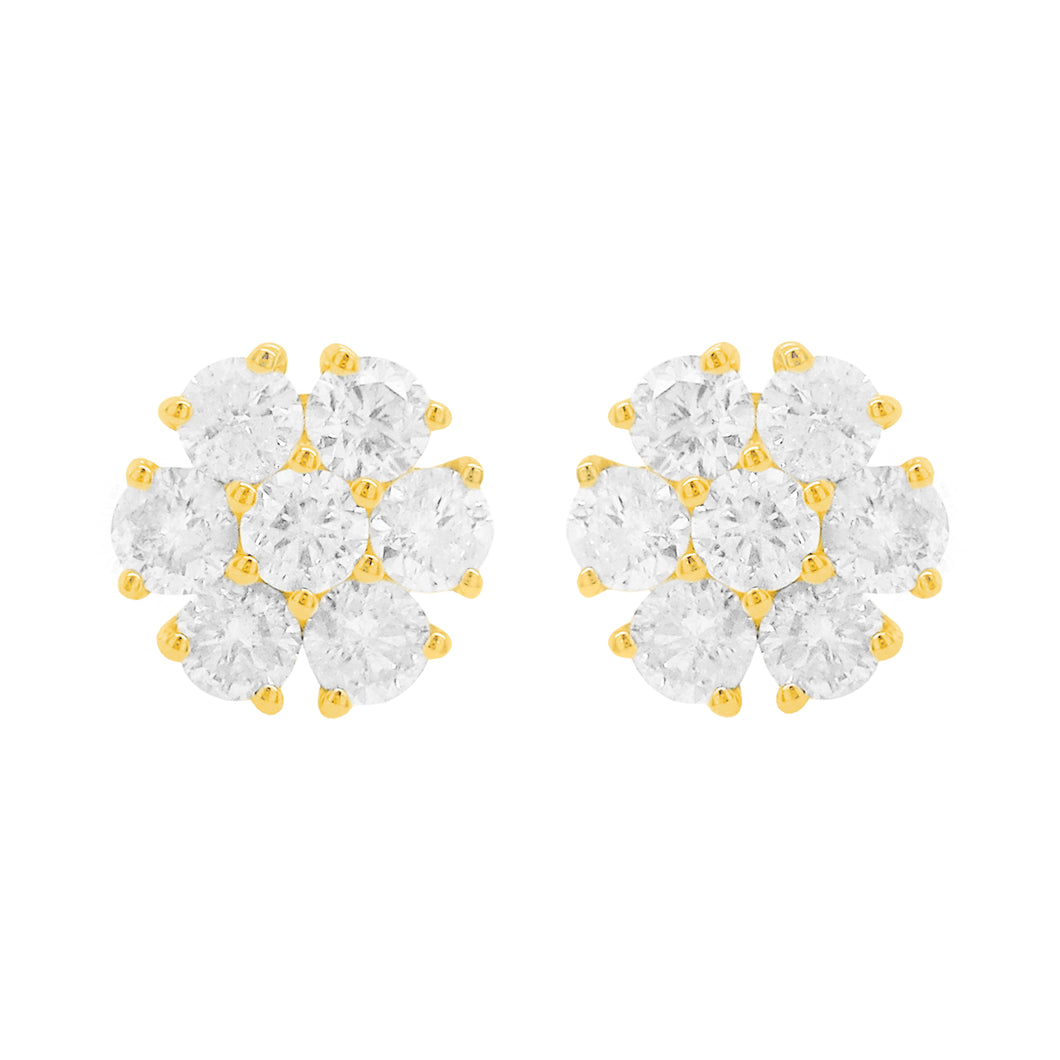 14K GOLD DIAMOND HALLIE FLOWER STUDS