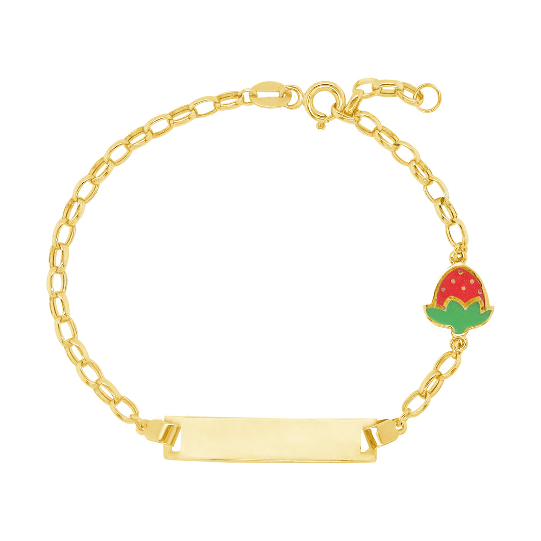 14K GOLD ENGRAVABLE STRAWBERRY BABY BRACELET
