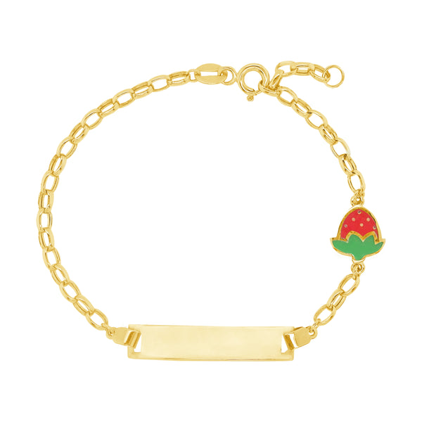 14K GOLD ENGRAVABLE STRAWBERRY BABY BRACELET