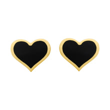 14K GOLD ONYX LARGE MEGAN HEART STUDS
