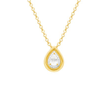 14K GOLD DIAMOND WHITE TOPAZ PERRI PEAR NECKLACE
