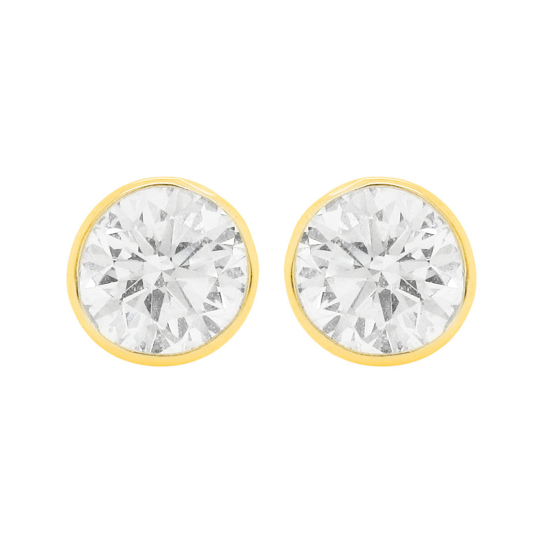 14K GOLD 3.00 CT LAB GROWN DIAMOND BEZEL STUDS
