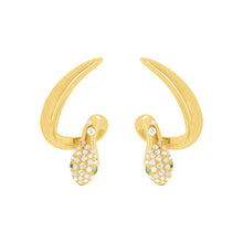 14K GOLD DIAMOND EMERALD SIENNA SNAKE EARRINGS