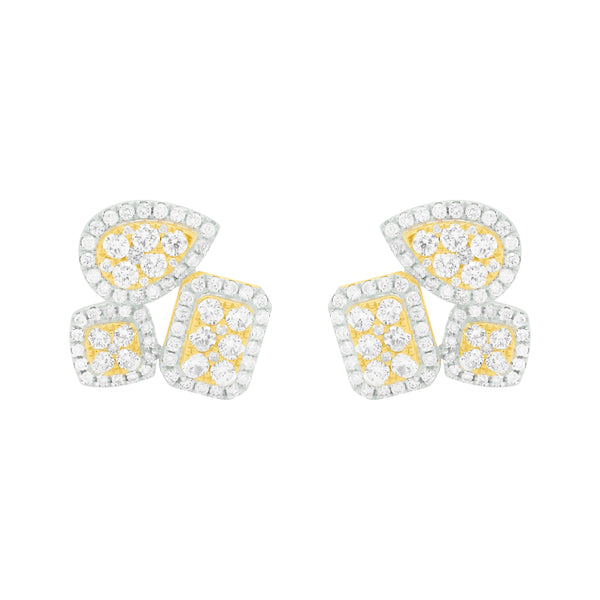 14K TWO-TONE GOLD DIAMOND LUCY EARRINGS