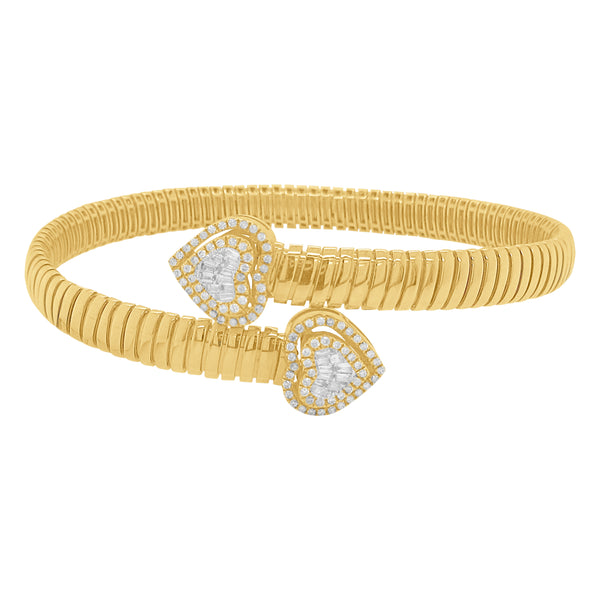 14K GOLD DIAMOND JOY HEART FLEXIBLE BANGLE