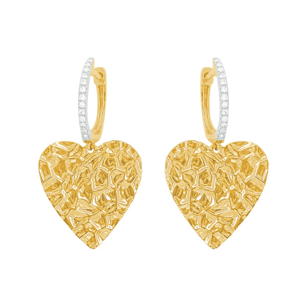 14K GOLD DIAMOND MEDIUM LILY HEART EARRINGS