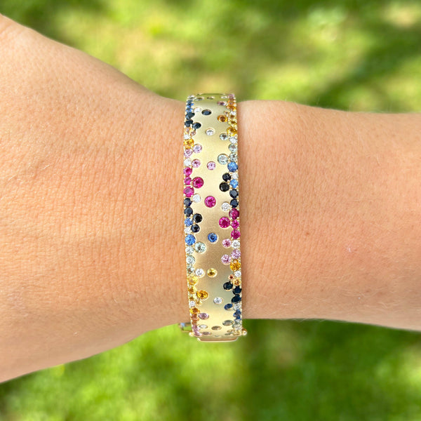 14K GOLD DIAMOND MULTICOLOR SAPPHIRE BRIA CONFETTI BANGLE