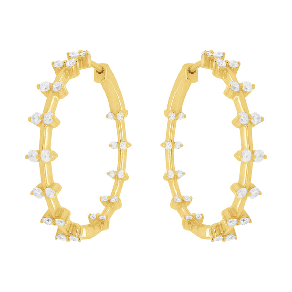 14K GOLD DIAMOND LENA HOOPS