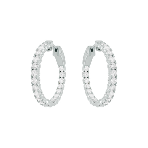 14K GOLD 2.52 CT DIAMOND CLASSIC HOOPS