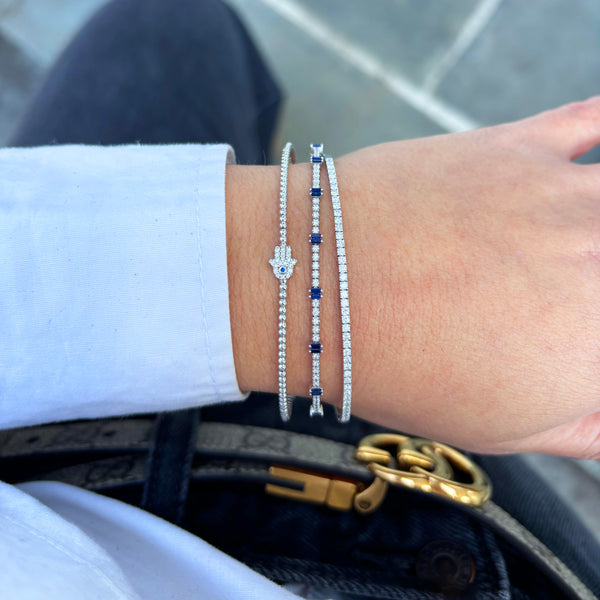 14K GOLD DIAMOND HAMSA FLEX BANGLE