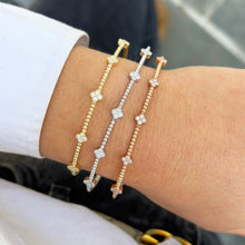 14K GOLD DIAMOND CLOVER FLEX BANGLE