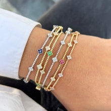 14K GOLD DIAMOND CLOVER FLEX BANGLE