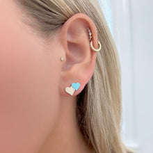 14K GOLD DIAMOND TURQUOISE ALI HEART STUDS