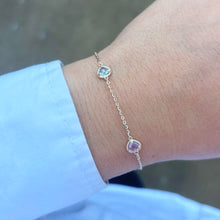 14K GOLD BLUE TOPAZ AMETHYST SELAH HEART BRACELET