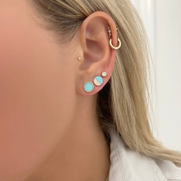 14K GOLD DIAMOND TURQUOISE PERRY STUDS