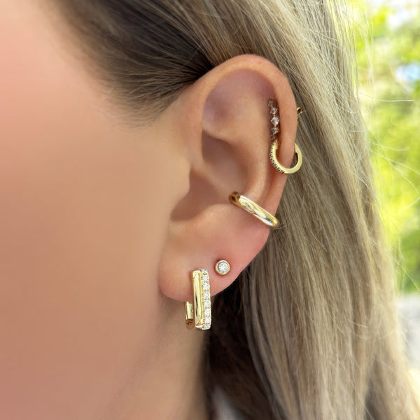 14K GOLD DIAMOND JACI HOOPS