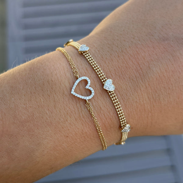 14K GOLD DIAMOND CARLY HEART BRACELET