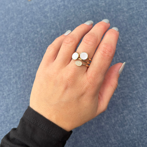 14K GOLD DIAMOND MOTHER OF PEARL YASMINE RING