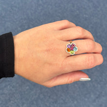 14K GOLD DIAMOND MULTI COLOR SAPPHIRE NAOMI FLOWER RING