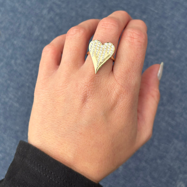 14K GOLD DIAMOND HILARY HEART RING