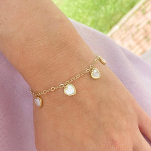 14K GOLD MOTHER OF PEARL ISABELLA HEART BRACELET