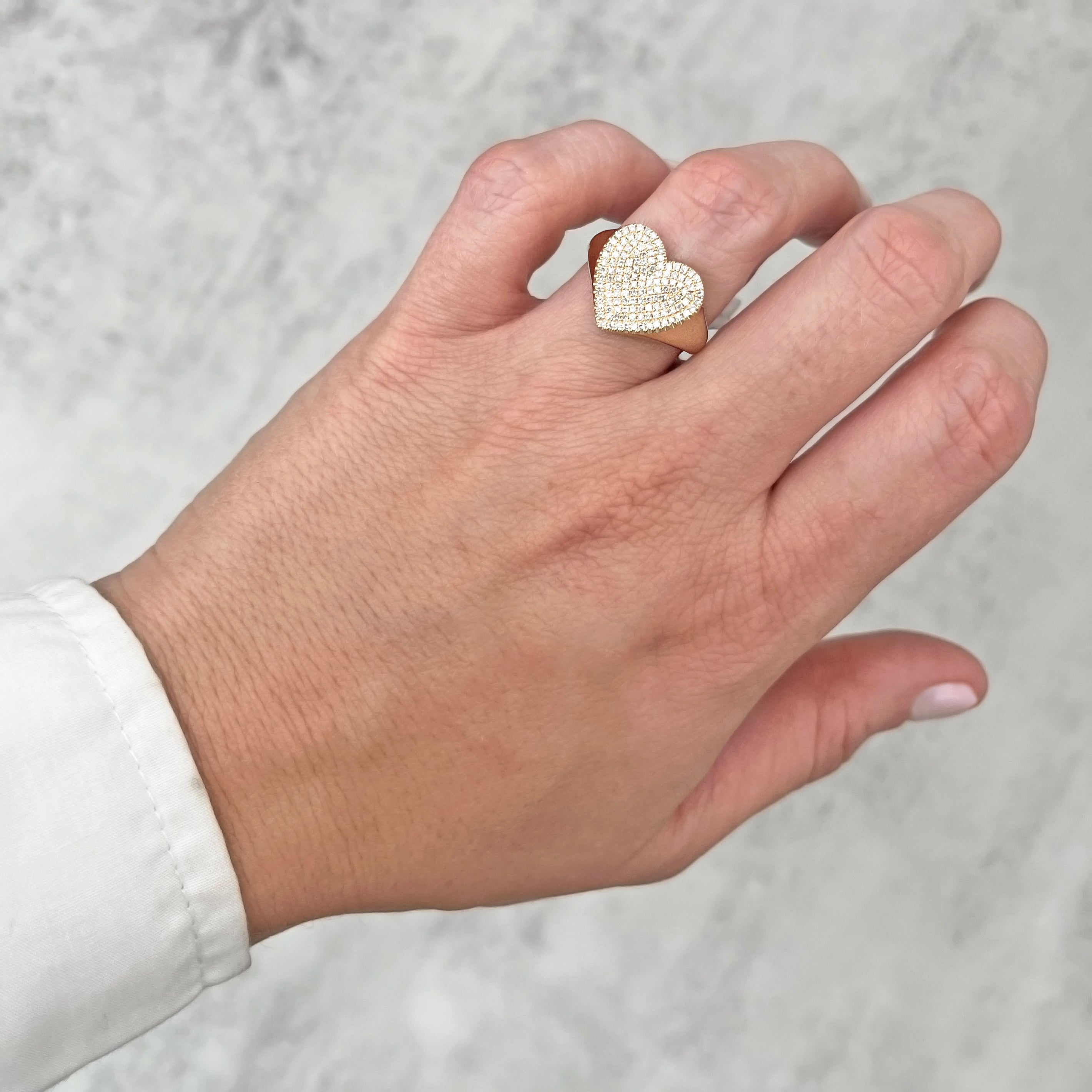10K Gold Diamond Heart Ring – 0.50ct Pavé Cocktail Design