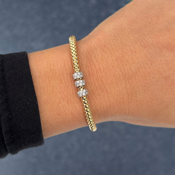 14K GOLD DIAMOND LIZ STRETCH BANGLE