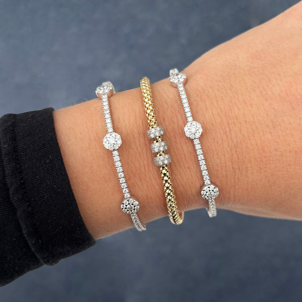 14K GOLD DIAMOND LIZ STRETCH BANGLE