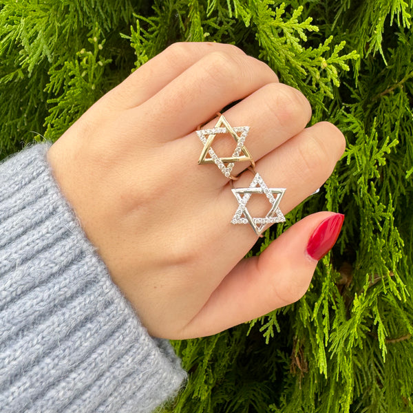 14K GOLD DIAMOND LEAH MAGEN DAVID RING