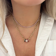 14K GOLD DIAMOND PINK SAPPHIRE ELLIE NECKLACE